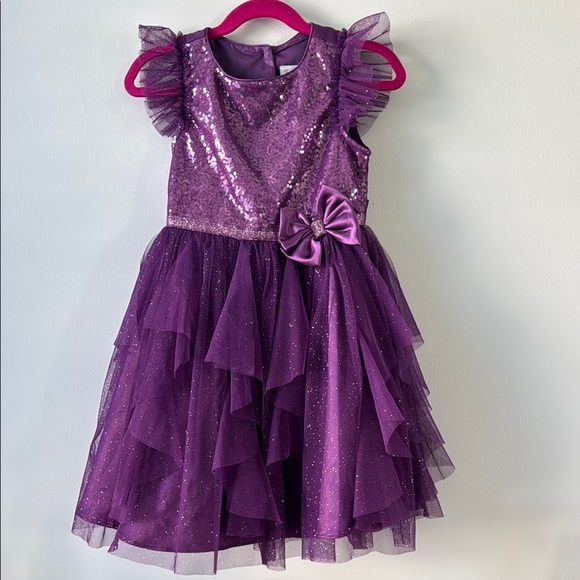 Fancy Purple Sequin Tulle Dress - Picture 1 of 5